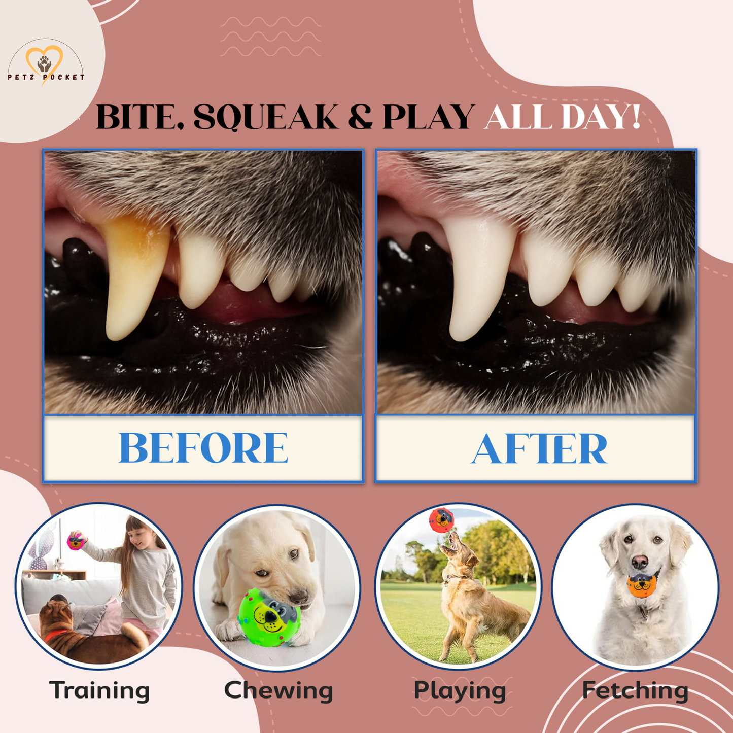 Squeak Teeth Cleaning Pet Dog Chew Toy