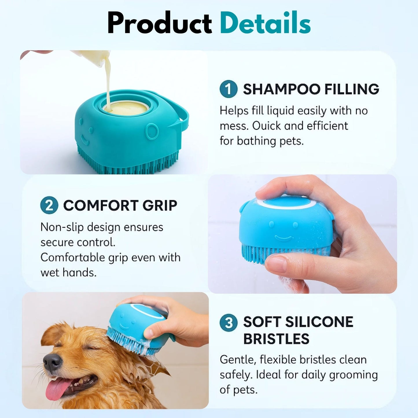 Premium Soft Silicon Bath Brush for Dogs and Cats